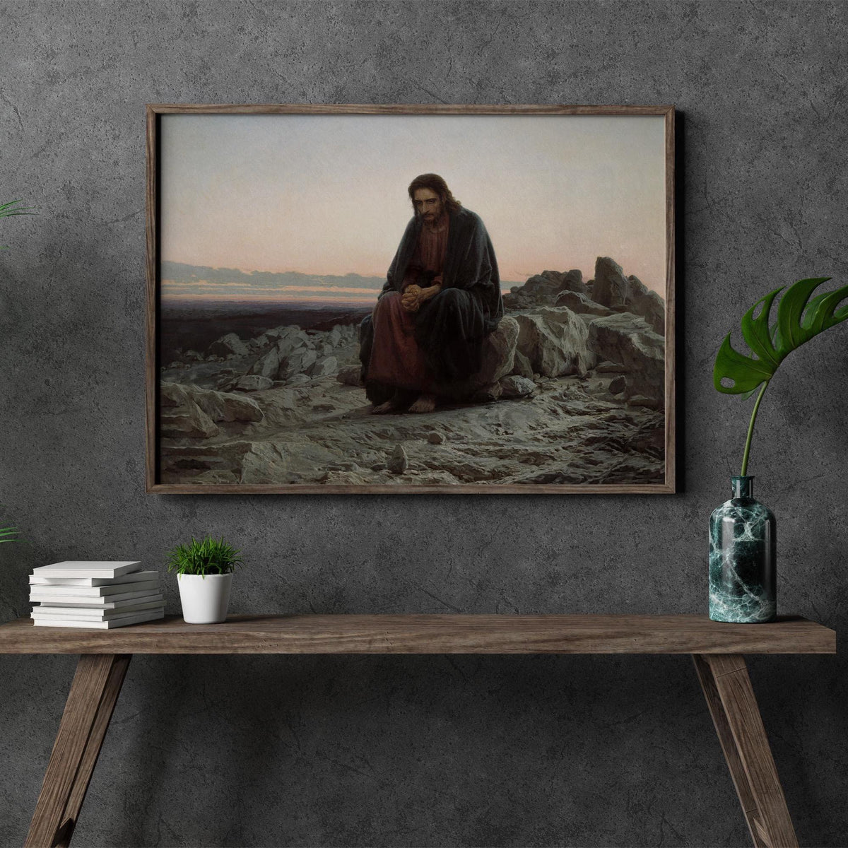 Ivam Kramskoi - Christ in the Wilderness. Classic wall art, Biblical art print, Religious art, Canvas painting, Poster p