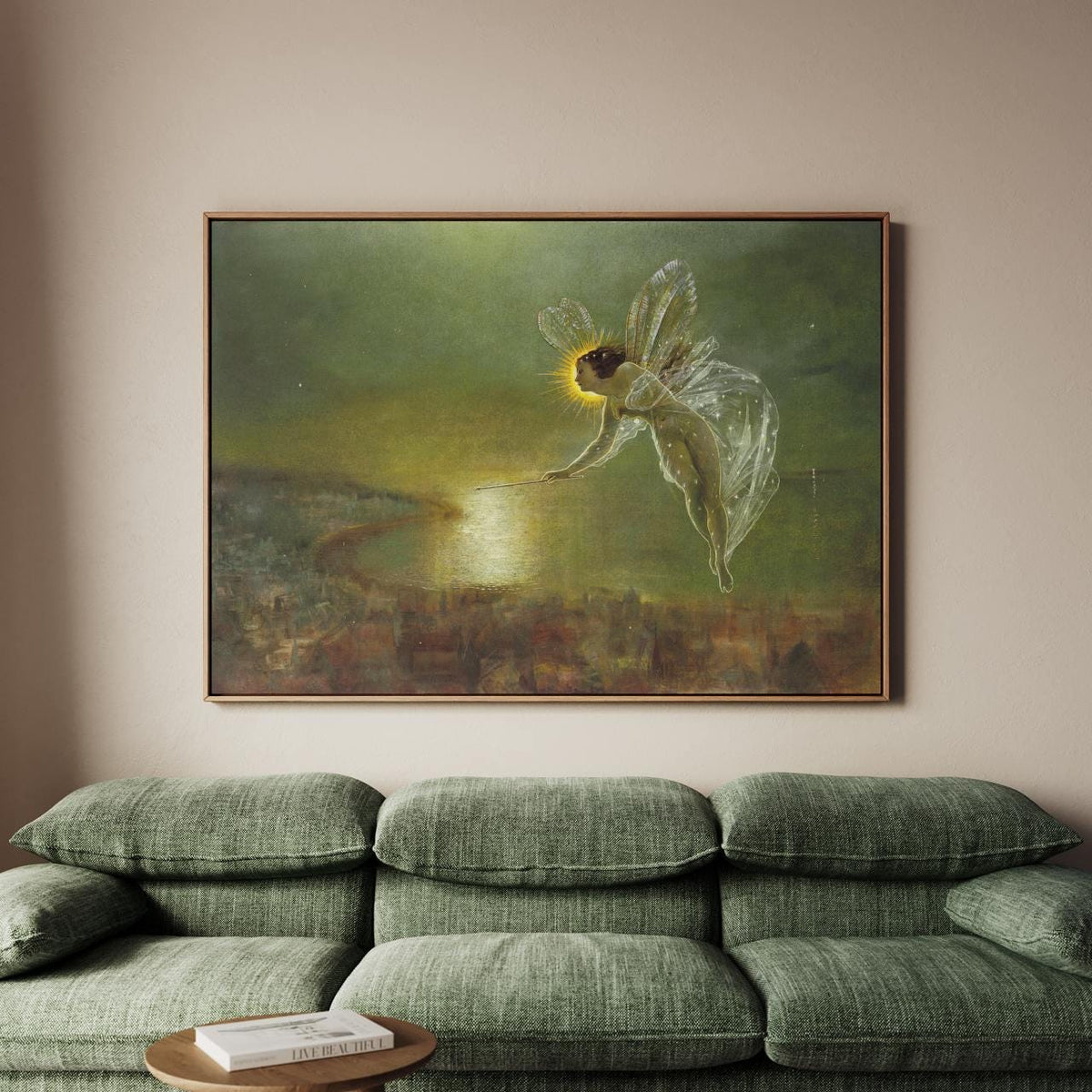 John Atkinson Grimshaw - Spirit of the Night - Victorian Fairy Canvas Print, Nocturnal Seaside Landscape Wall Art, Mysti
