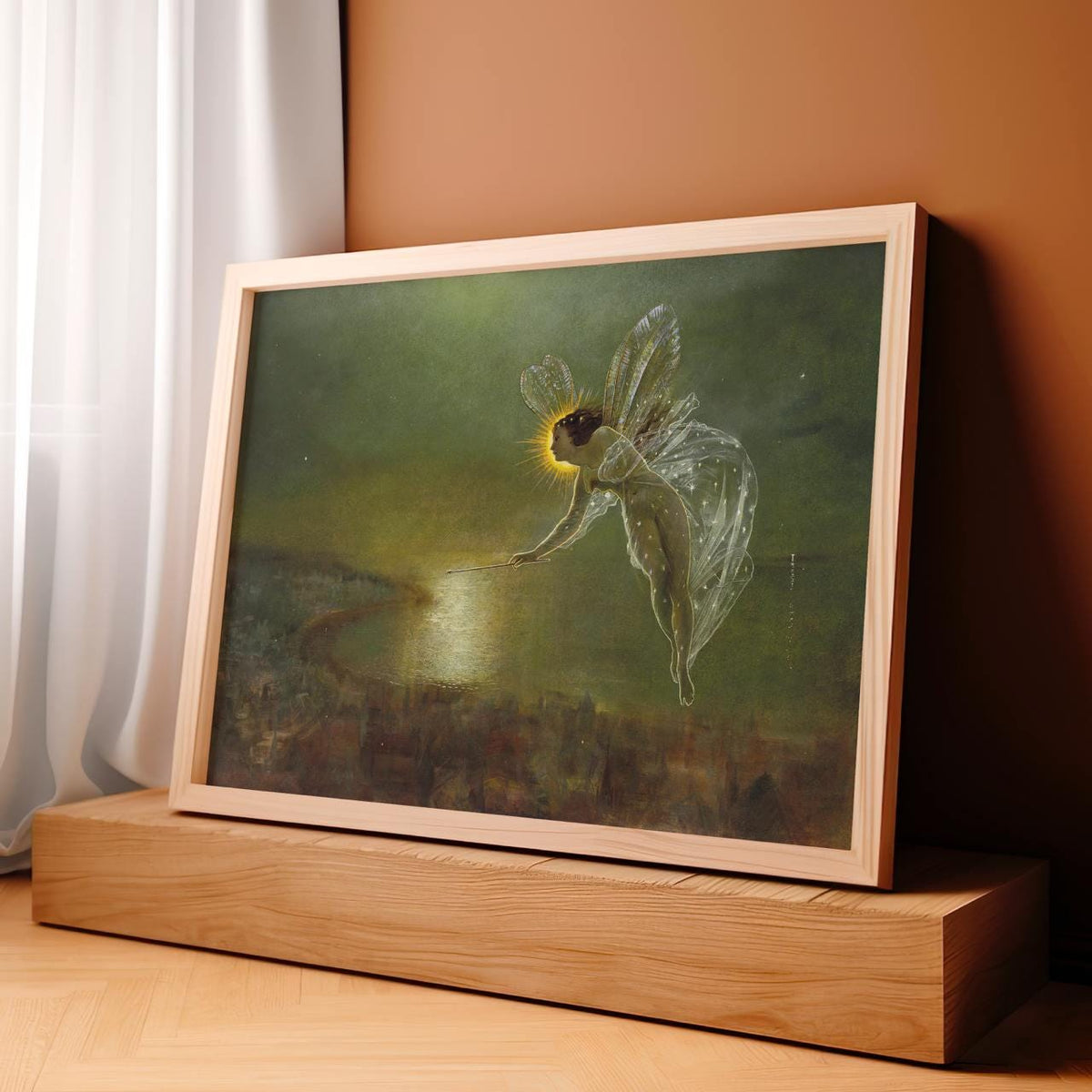John Atkinson Grimshaw - Spirit of the Night - Victorian Fairy Canvas Print, Nocturnal Seaside Landscape Wall Art, Mysti