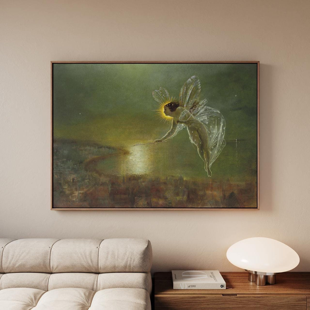 John Atkinson Grimshaw - Spirit of the Night - Victorian Fairy Canvas Print, Nocturnal Seaside Landscape Wall Art, Mysti