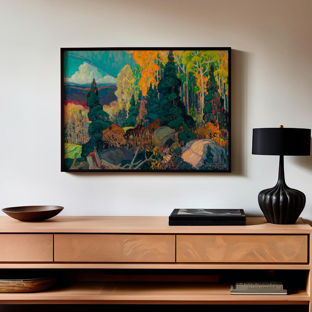 Franklin Carmichael - Autumn Hillside - Vibrant Fall Trees Print, Modern Landscape Canvas Art, Vintage Nature Boho Wall 