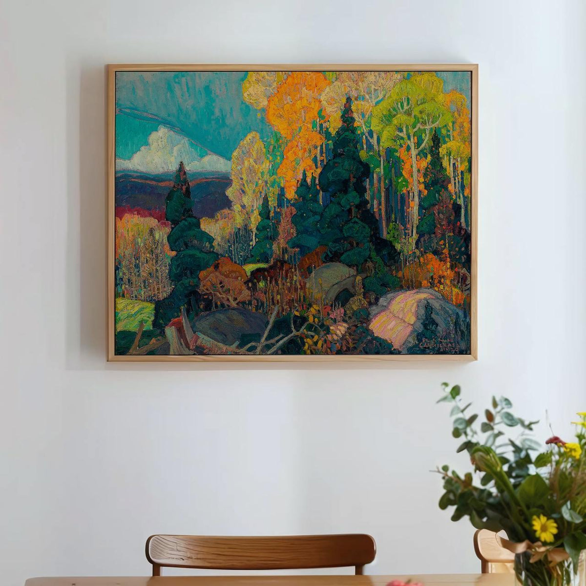 Franklin Carmichael - Autumn Hillside - Vibrant Fall Trees Print, Modern Landscape Canvas Art, Vintage Nature Boho Wall 