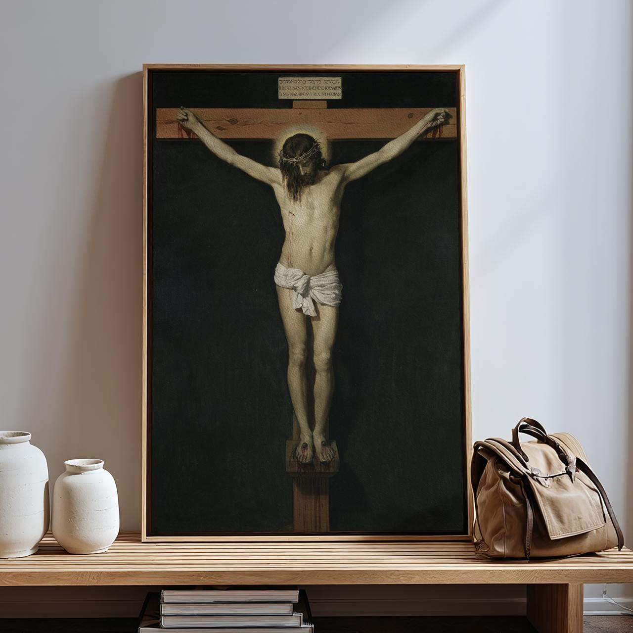 Diego Velazquez - Christ Crucified - Baroque Catholic Canvas Print, Sacred Christ on Cross Religious Wall Art Living Roo