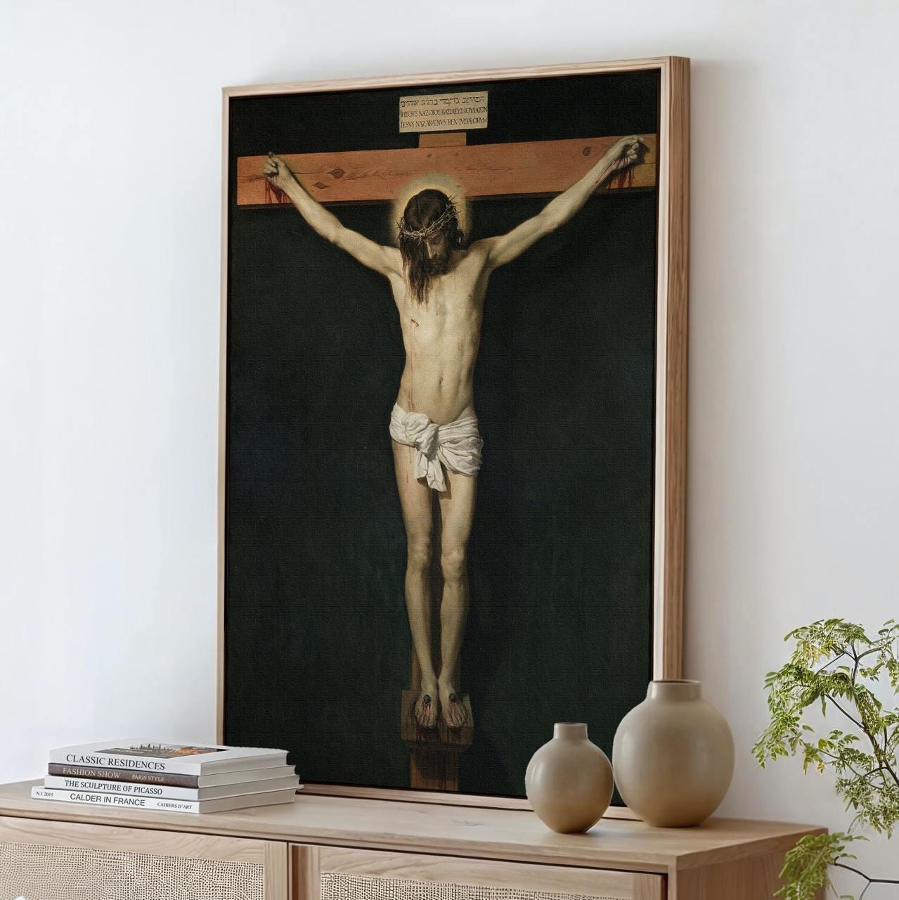 Diego Velazquez - Christ Crucified - Baroque Catholic Canvas Print, Sacred Christ on Cross Religious Wall Art Living Roo