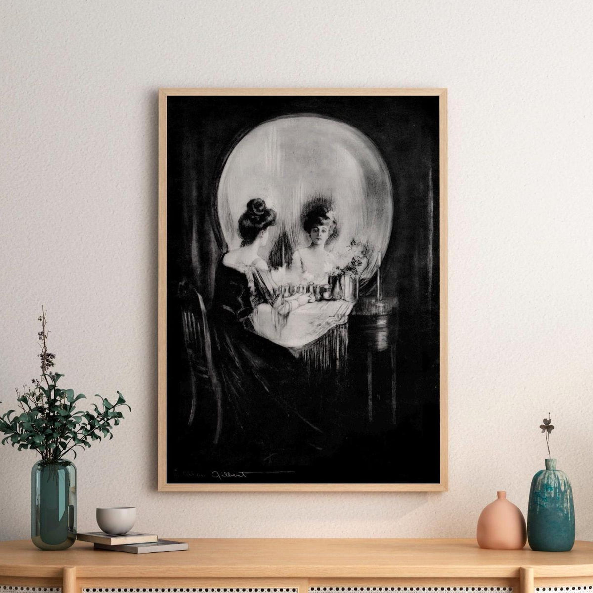 Charles Allan Gilbert - All is vanity. Dark wall art, Gothic poster print, Skull art print on canvas, Canvas painting, B