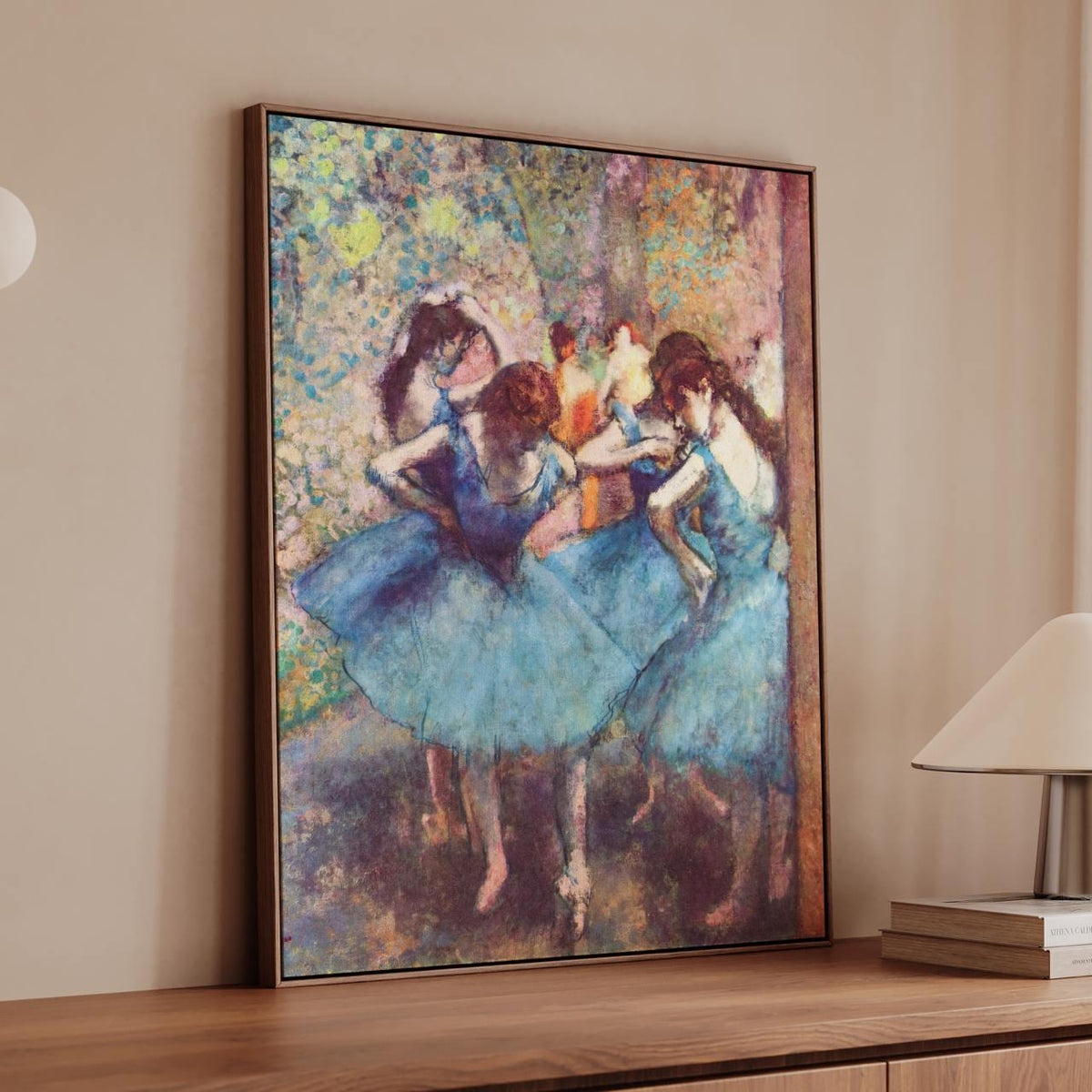 Edgar Degas - Dancers in Blue 1890 - Impressionist Ballet Canvas Print, Blue Tutu Pose Pastel Art, Graceful Dance Studio