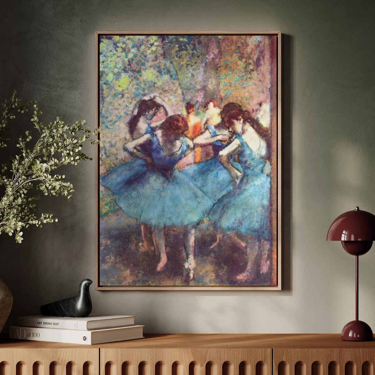 Edgar Degas - Dancers in Blue 1890 - Impressionist Ballet Canvas Print, Blue Tutu Pose Pastel Art, Graceful Dance Studio