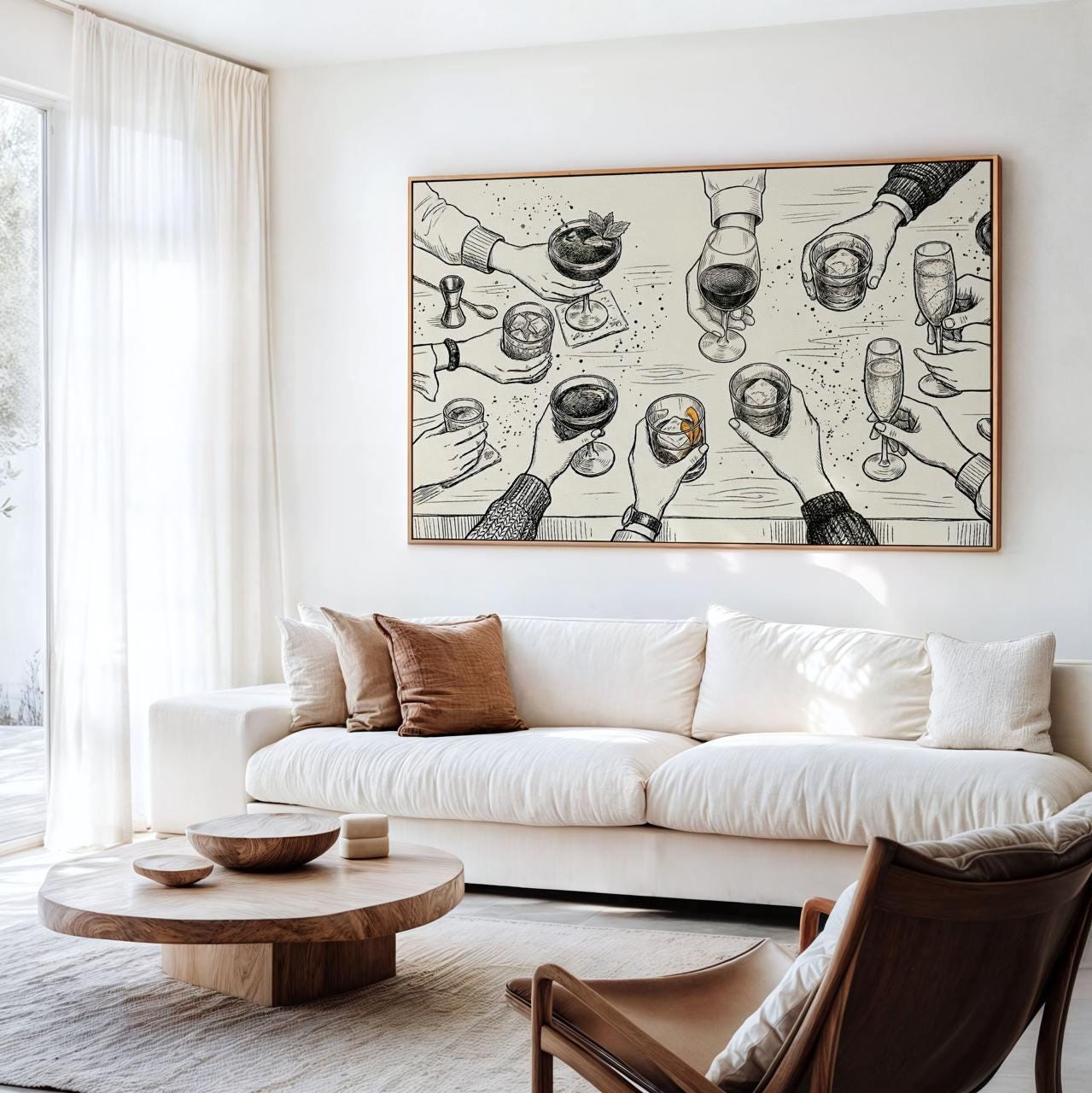 Cocktail Party Decor Cheers Wall Print, Bar Cart Print, Minimalist Wall Art, Dining Room Wall Art, Modern Home Decor Art