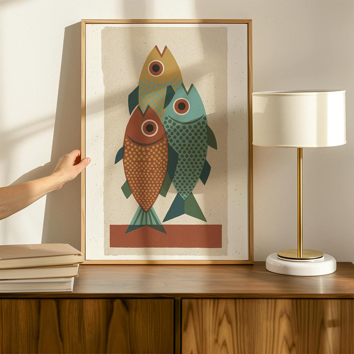 Mid-Century Fish Art Print, Retro Blue Fish Poster, Minimalist Animal Illustration, Vintage Wall Decor, Modern Graphic A