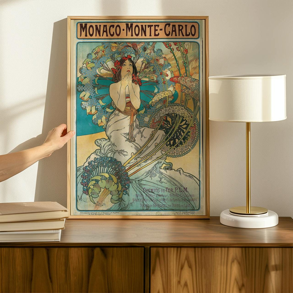 Alphonse Mucha, Monaco Monte Carlo 1897 - Art Nouveau Poster, Floral Wall Art, Vintage Decor for Living Room, Canvas Wal