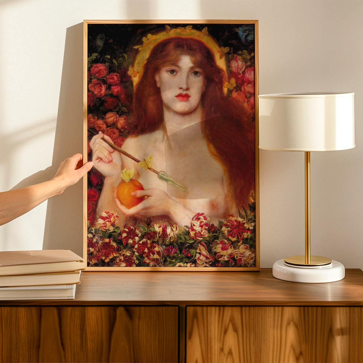 Dante Gabriel Rossetti, Venus Verticordia 1868 - Floral Portrait Print, Vintage Wall Art, Pre-Raphaelite Decor for Bedro