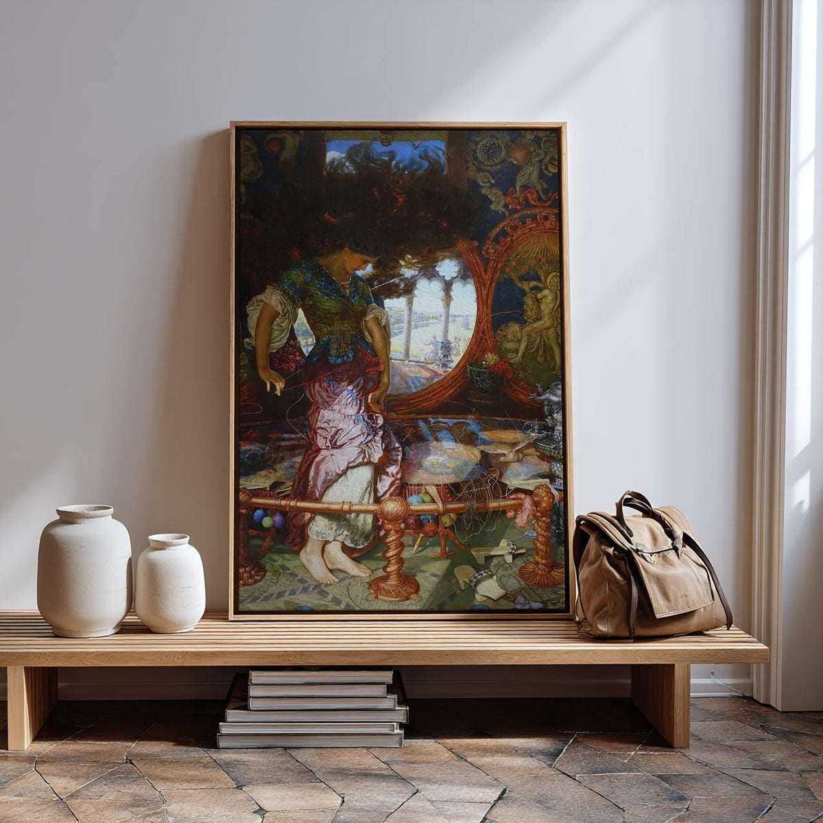 William Holman Hunt – The Lady of Shalott – Pre-Raphaelite Weaving Tower, Tennyson Legend Art Print