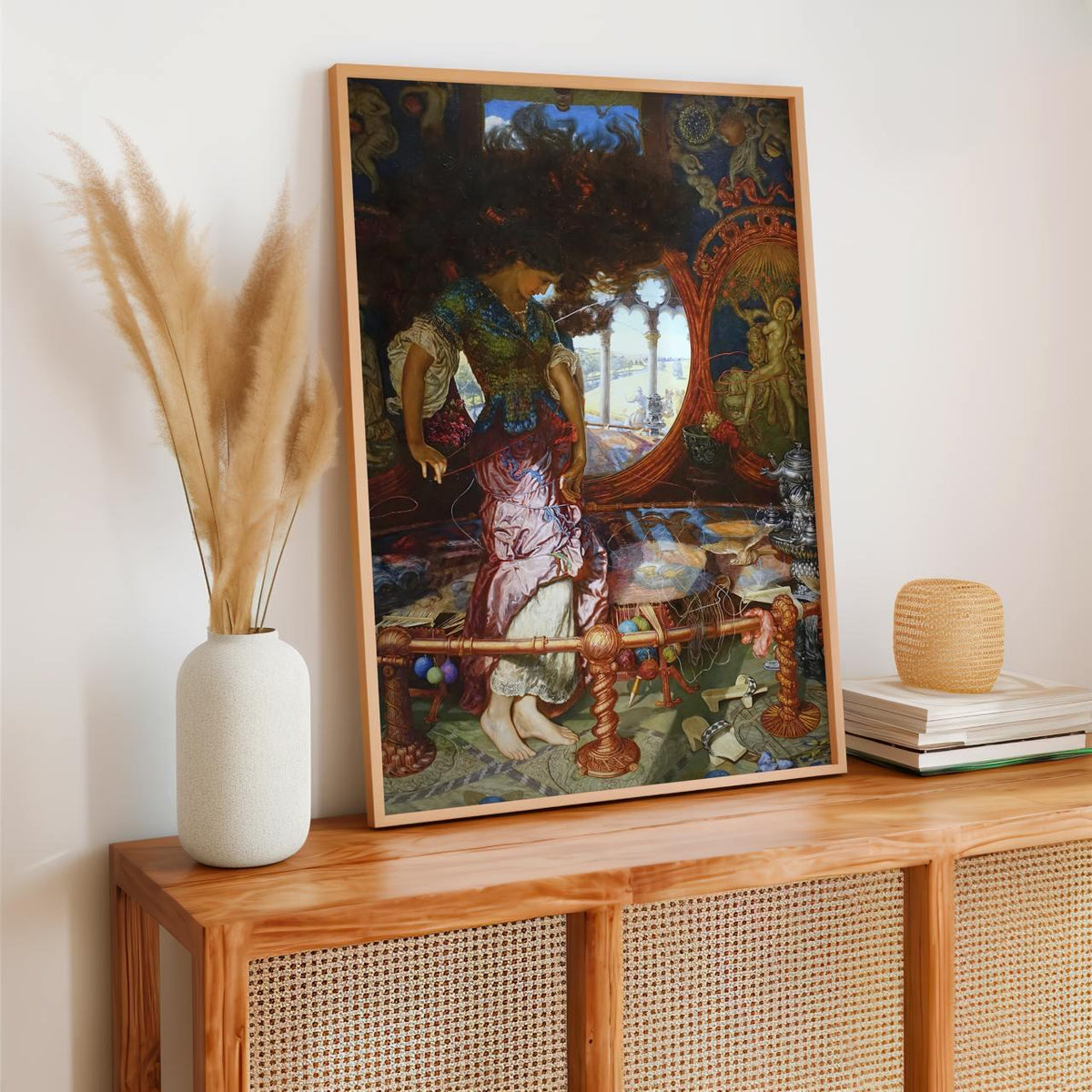 William Holman Hunt – The Lady of Shalott – Pre-Raphaelite Weaving Tower, Tennyson Legend Art Print