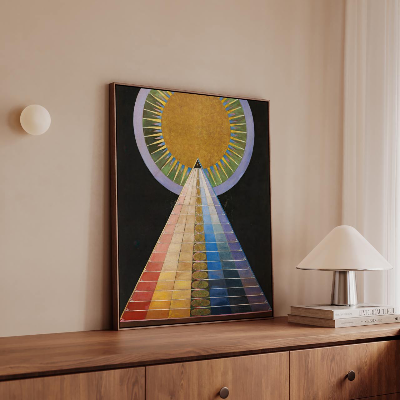 Hilma af Klint, Altarpiece No.1 - Abstract Spiritual Print, Geometric Sacred Art, Modern Gold Decor, Large Framed Canvas
