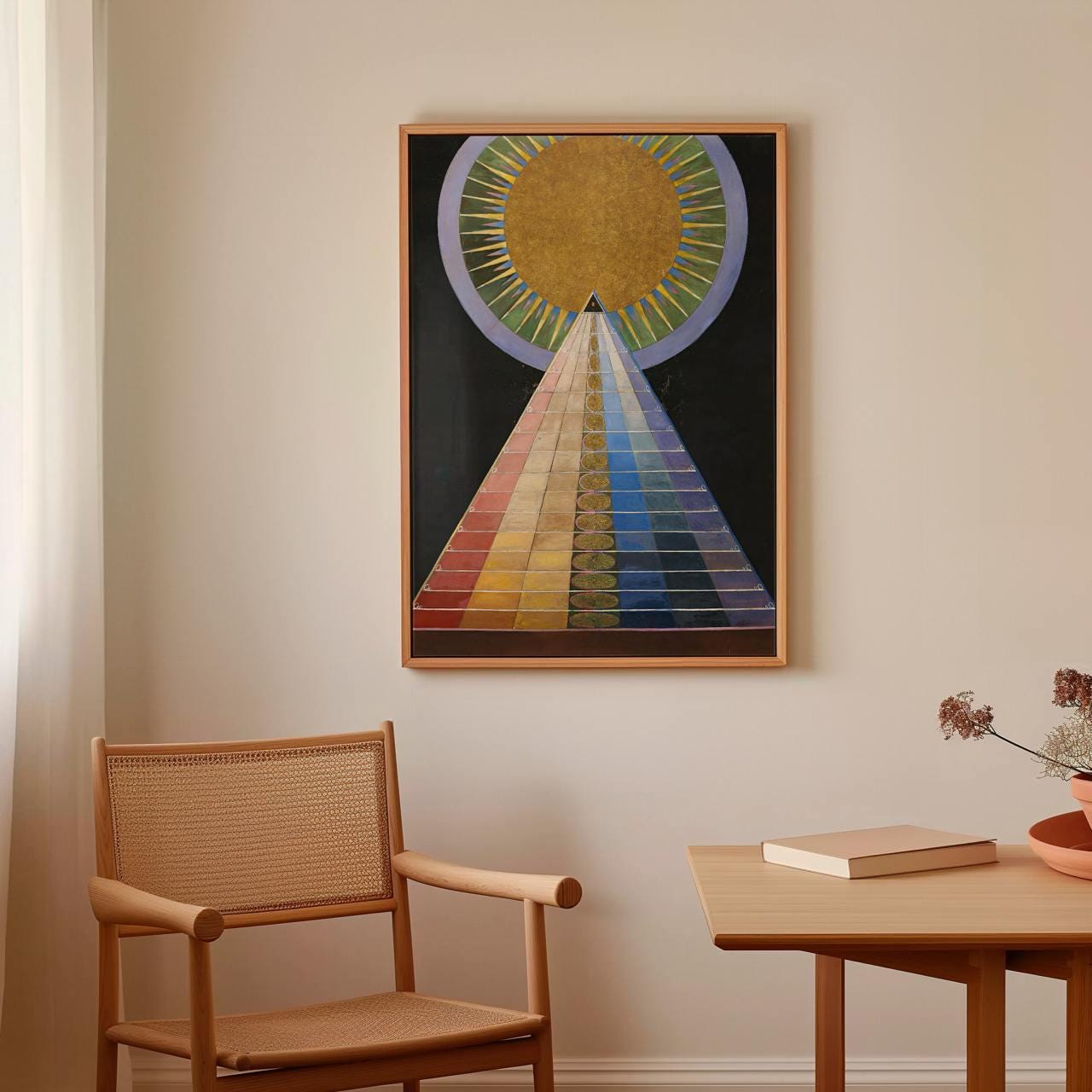 Hilma af Klint, Altarpiece No.1 - Abstract Spiritual Print, Geometric Sacred Art, Modern Gold Decor, Large Framed Canvas
