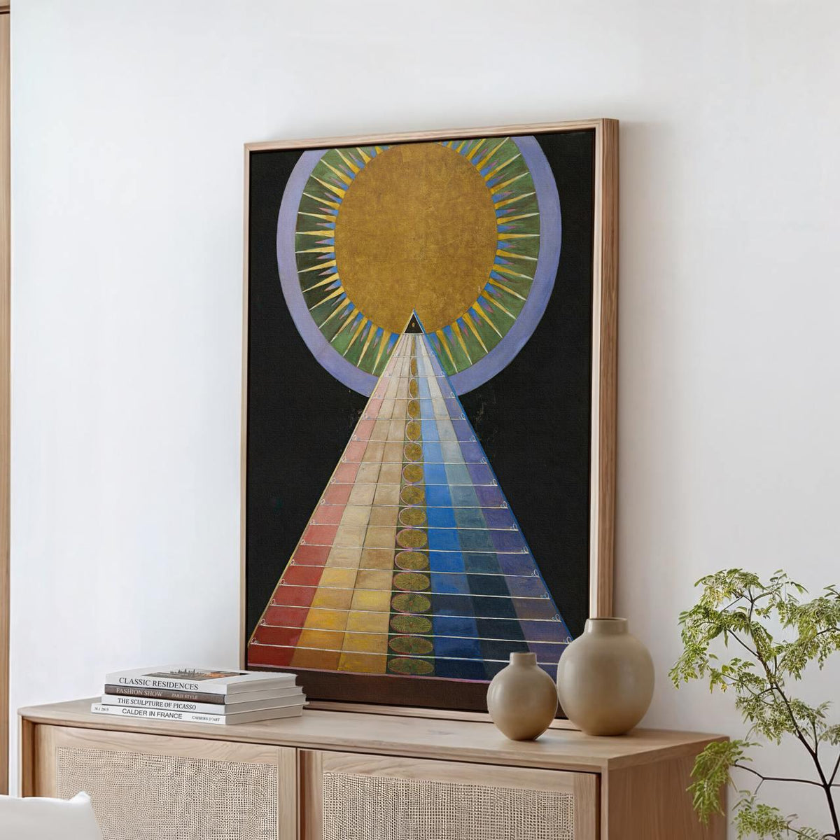 Hilma af Klint, Altarpiece No.1 - Abstract Spiritual Print, Geometric Sacred Art, Modern Gold Decor, Large Framed Canvas