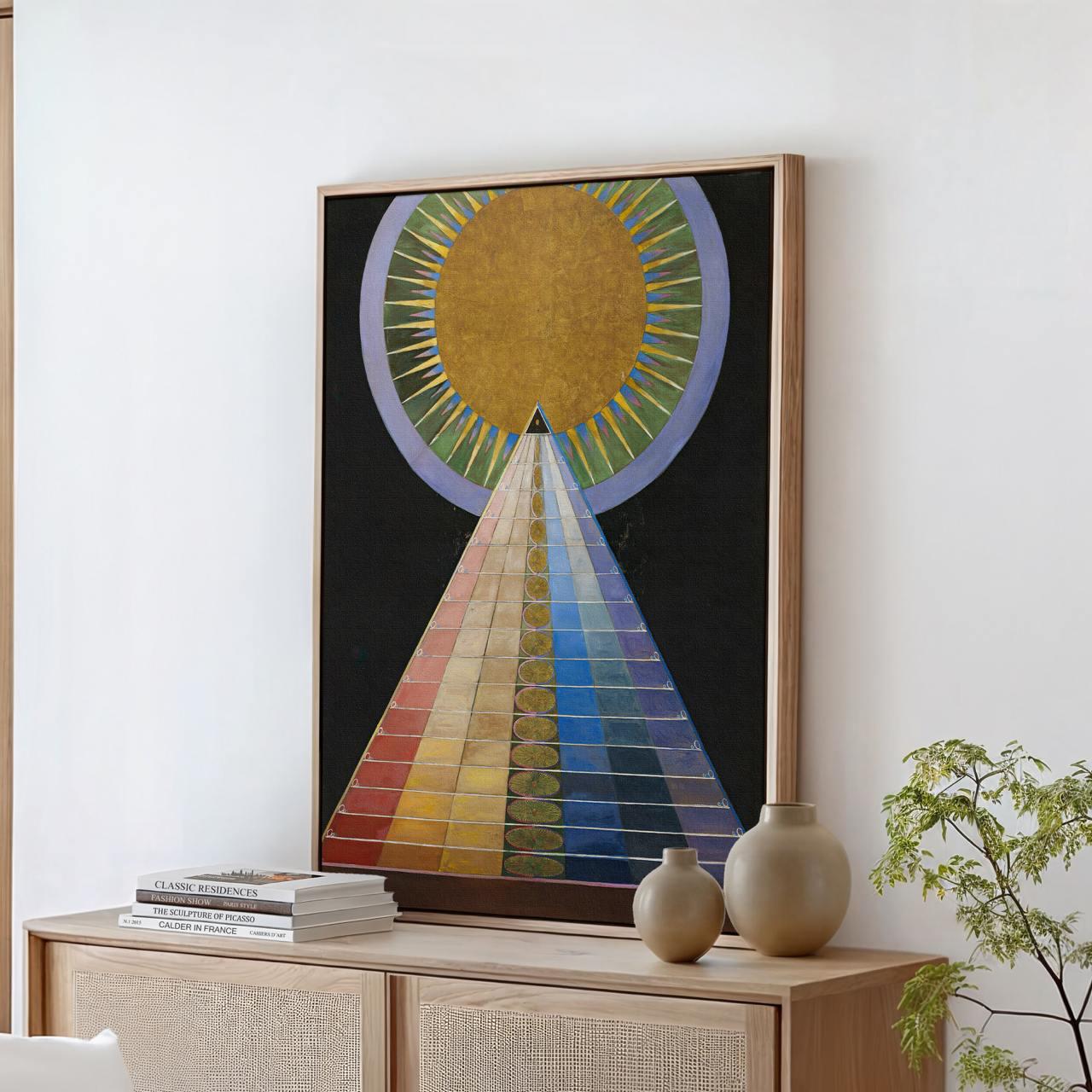 Hilma af Klint, Altarpiece No.1 - Abstract Spiritual Print, Geometric Sacred Art, Modern Gold Decor, Large Framed Canvas