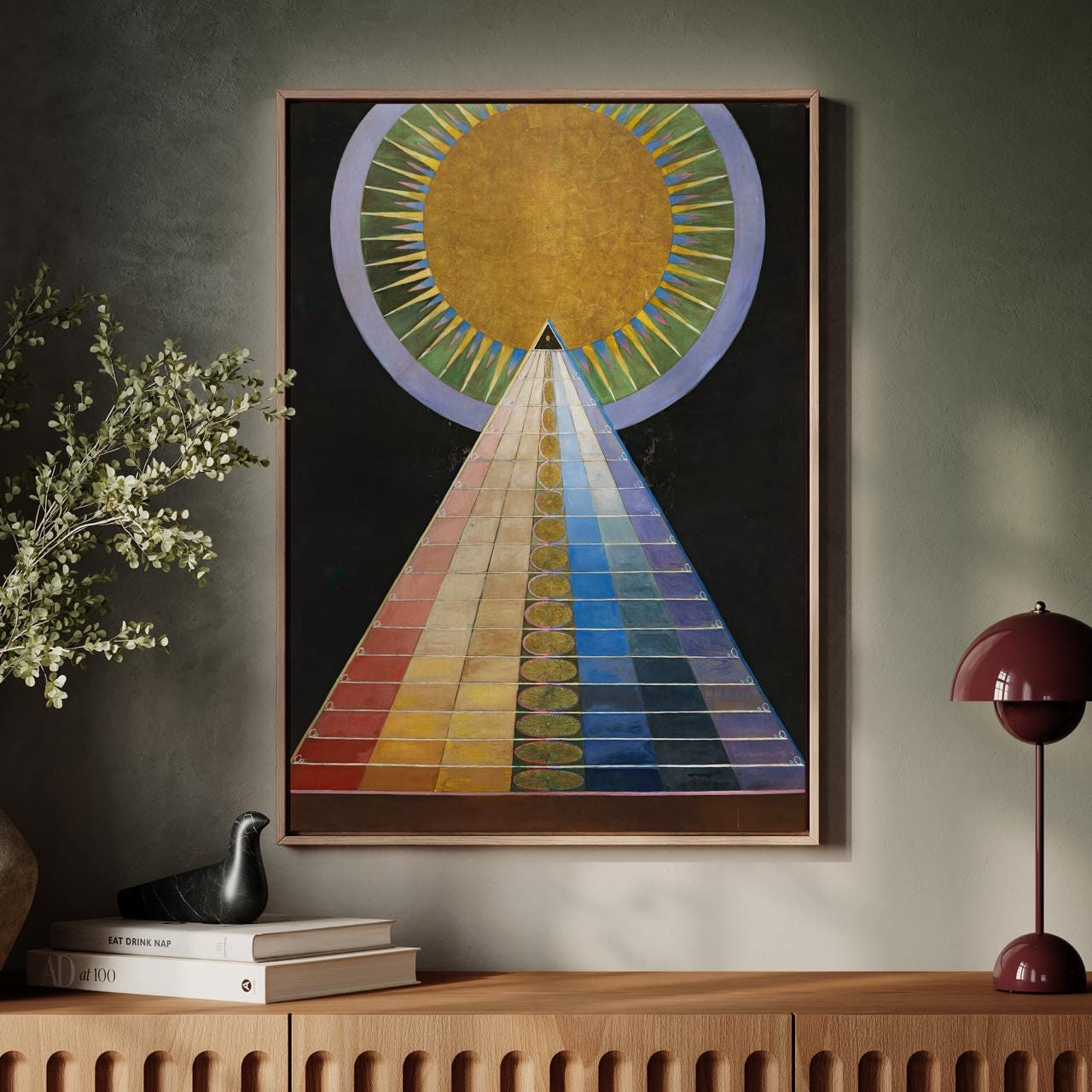Hilma af Klint, Altarpiece No.1 - Abstract Spiritual Print, Geometric Sacred Art, Modern Gold Decor, Large Framed Canvas