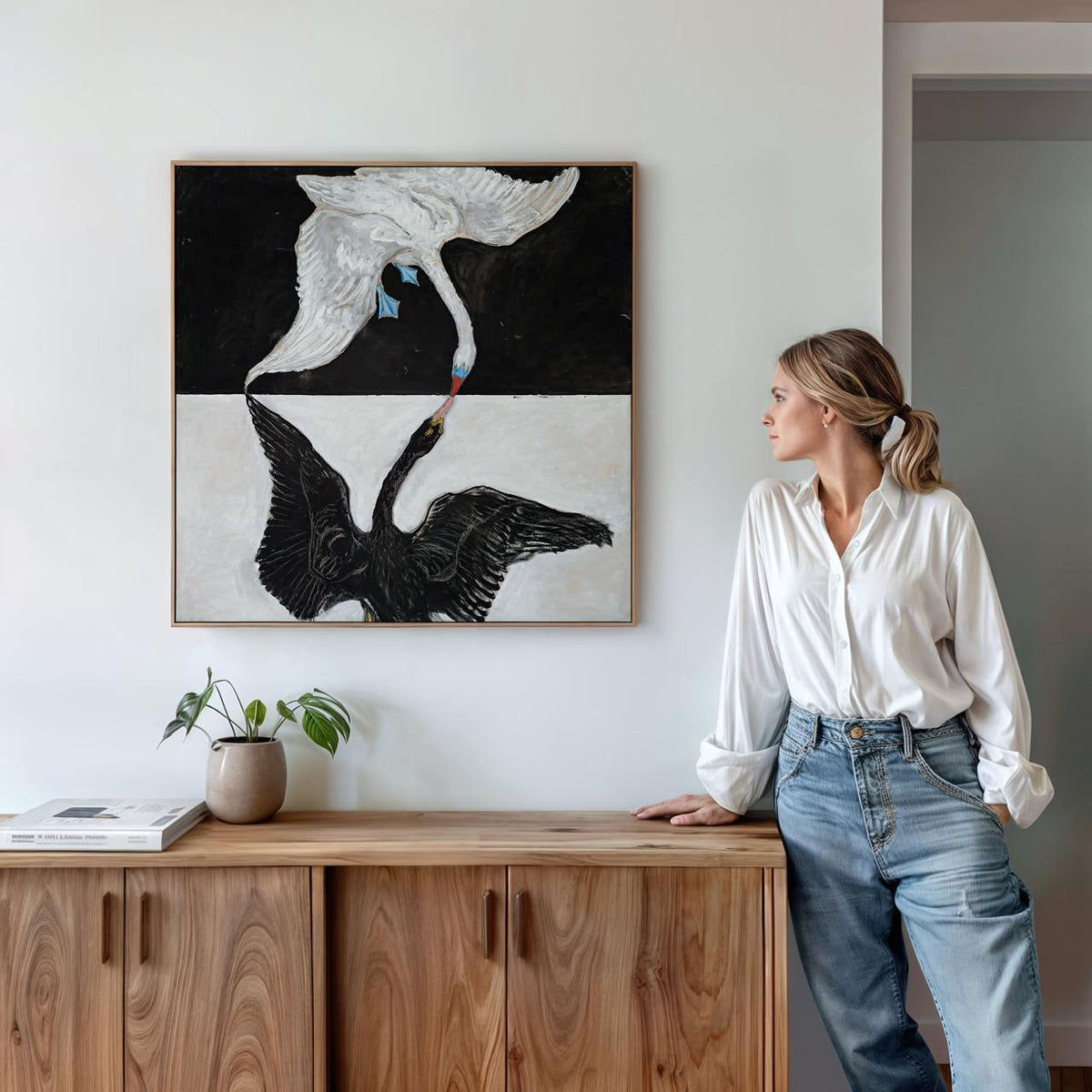Hilma af Klint, The Swan - Abstract Spiritual Print, Symbolic Geometric Art, Modern Dualistic Decor, Large Canvas Wall A