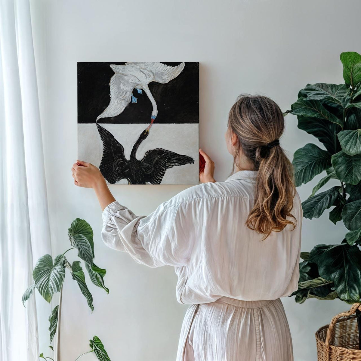 Hilma af Klint, The Swan - Abstract Spiritual Print, Symbolic Geometric Art, Modern Dualistic Decor, Large Canvas Wall A