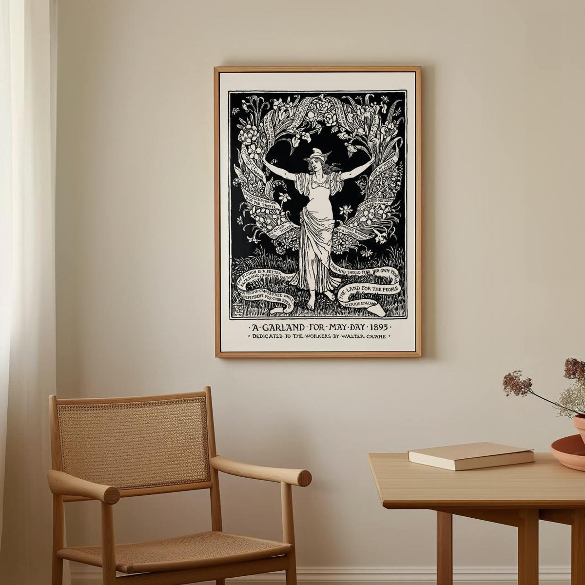 Walter Crane – A Garland for May Day – Art Nouveau Floral Banner, Socialist May Day Poster Canvas