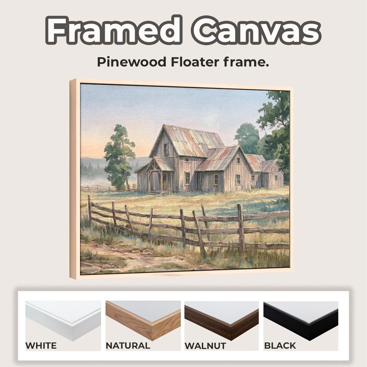 Vintage Old Barn Canvas Large Farmhouse Wall Art Print, Rustic Wood Background Painting Decor, Farmhouse Decor Earth Ton