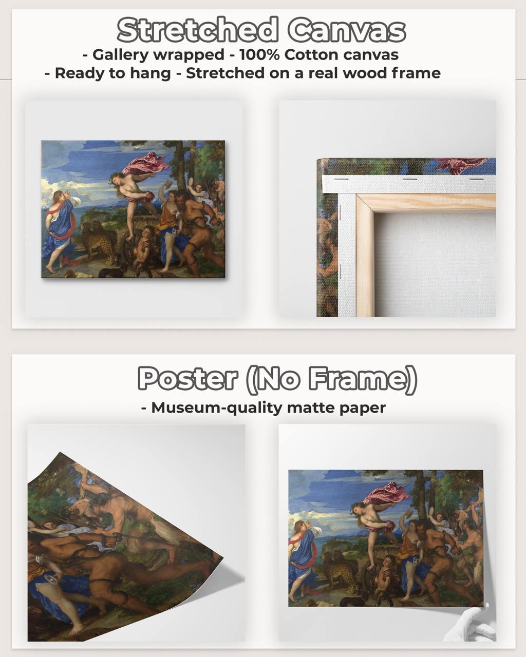 Titian - Bacchus and Ariadne - Renaissance Mythological Canvas Print, Classical Figures Italian Art Romantic Wall Decor 