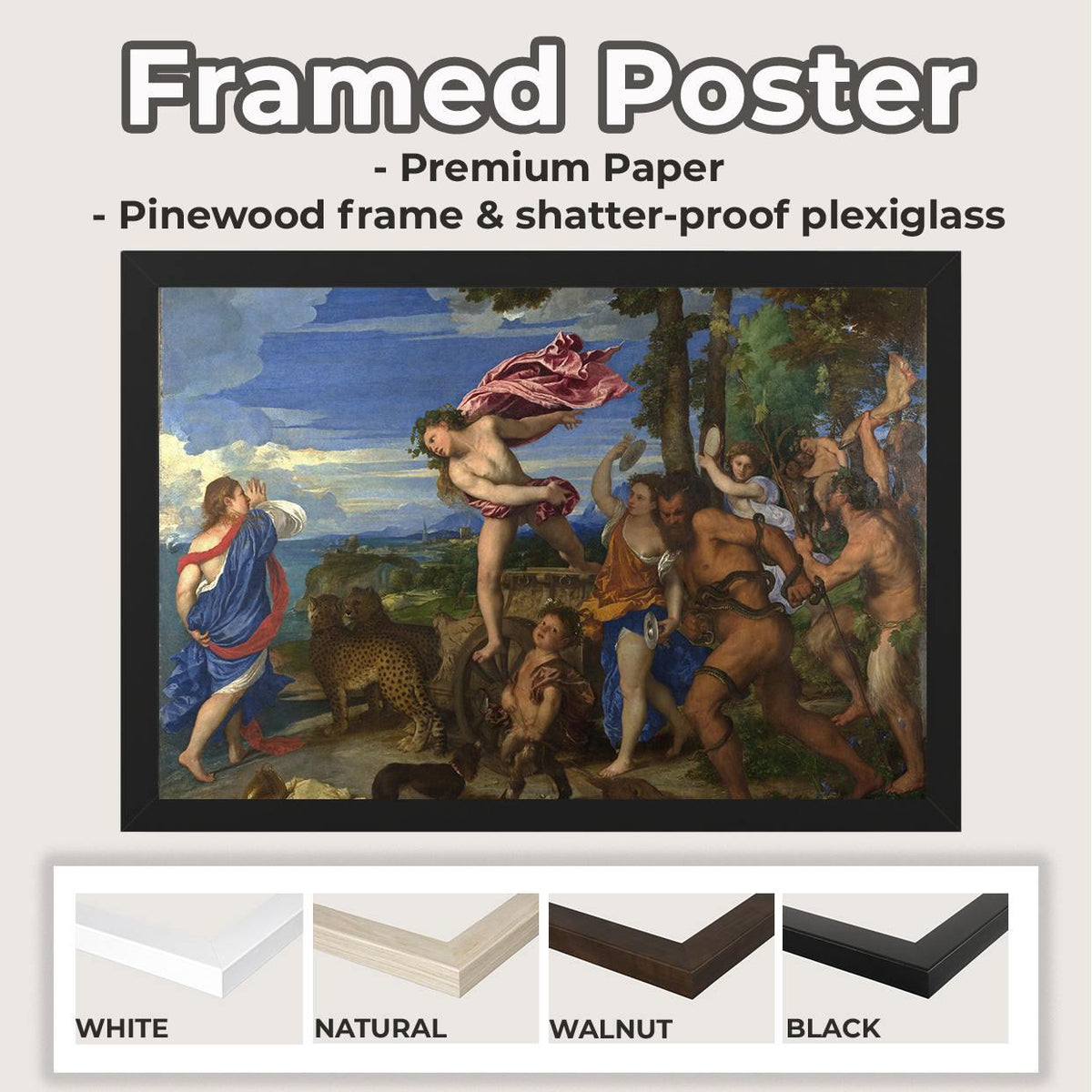 Titian - Bacchus and Ariadne - Renaissance Mythological Canvas Print, Classical Figures Italian Art Romantic Wall Decor 