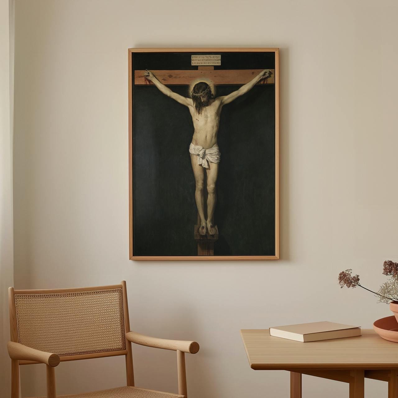 Diego Velazquez - Christ Crucified - Baroque Catholic Canvas Print, Sacred Christ on Cross Religious Wall Art Living Roo