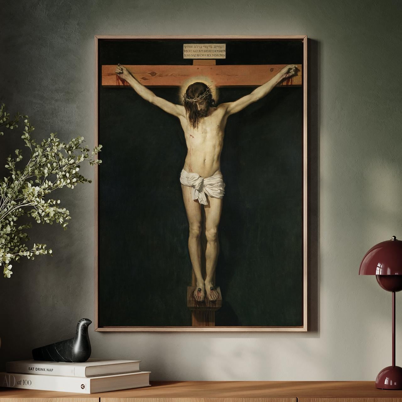 Diego Velazquez - Christ Crucified - Baroque Catholic Canvas Print, Sacred Christ on Cross Religious Wall Art Living Roo