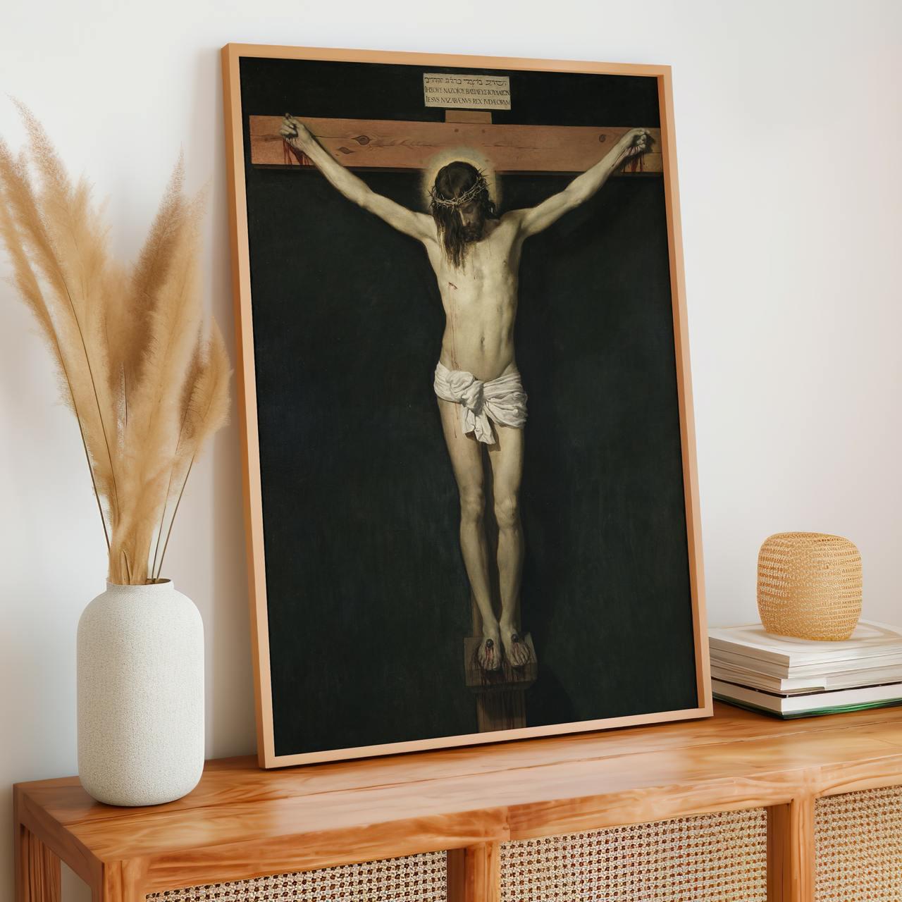 Diego Velazquez - Christ Crucified - Baroque Catholic Canvas Print, Sacred Christ on Cross Religious Wall Art Living Roo