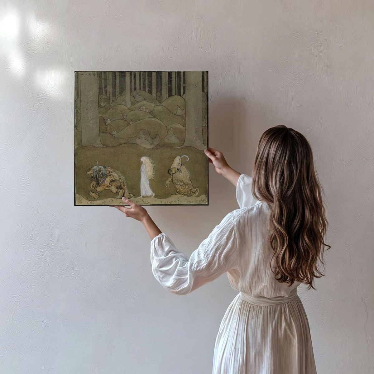 John Bauer, The Princess and the Trolls - Fantasy Poster, Folk Wall Art, Vintage Style Decor, Living Room Art, Canvas Wa