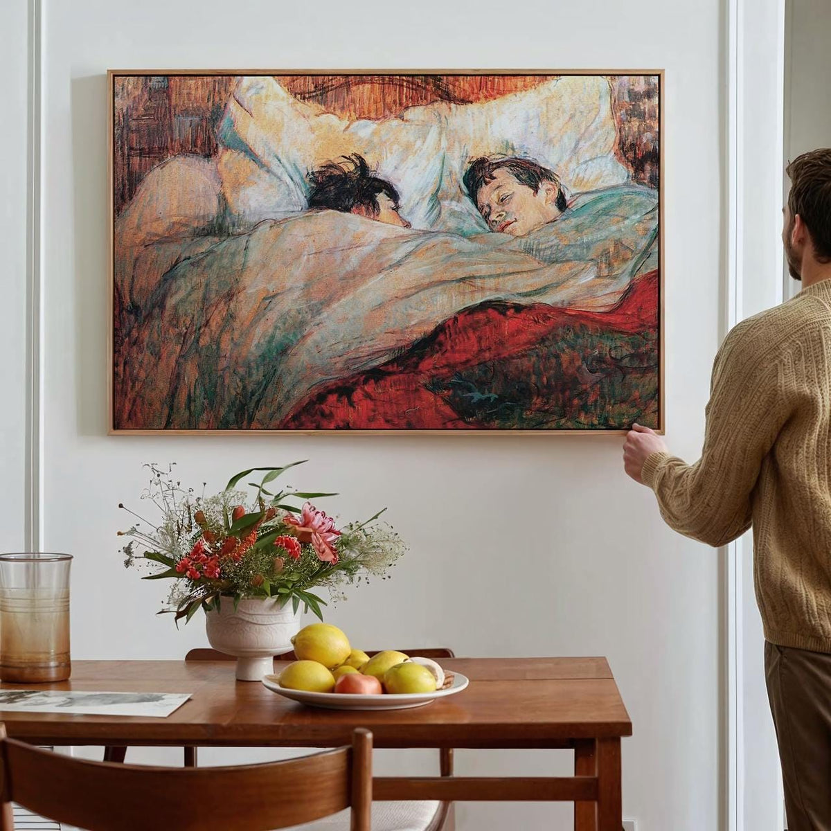 Henri de Toulouse Lautrec, In Bed The Kiss - Post Impression Print, French Modern Art, Bohemian Bedroom Decor, Canvas Wa