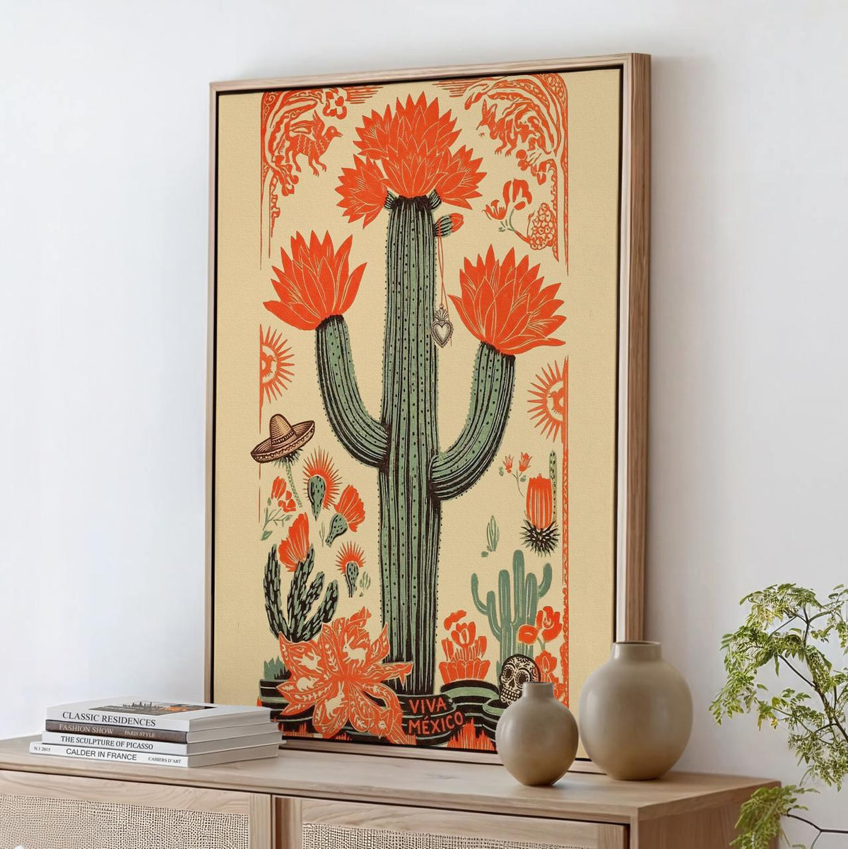 Latin Art Vintage Mexican Poster, Mexican Wall Art, Cultural Art Print, Mexico Gift Decor With Cactus Theme
