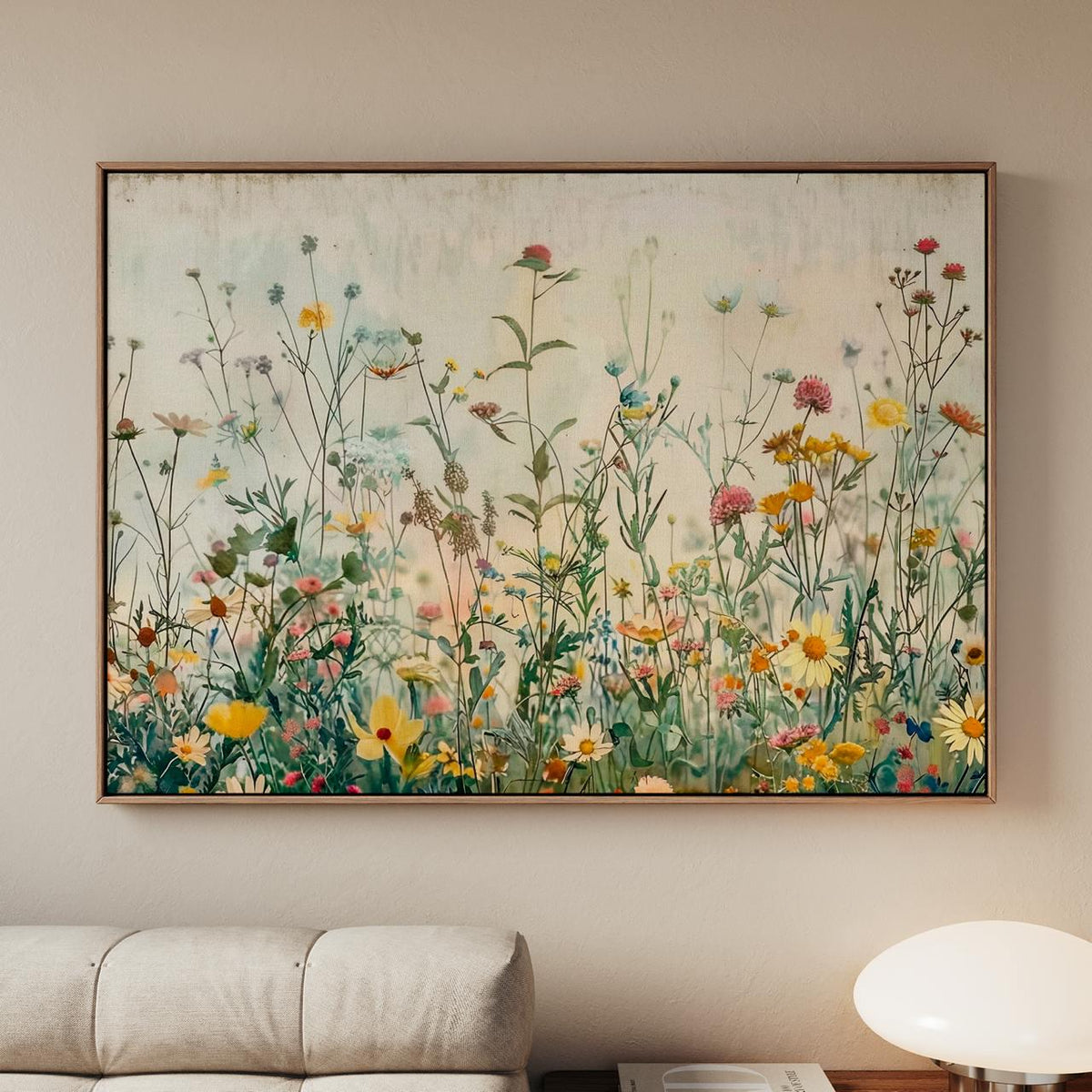 Watercolor Wildflower Botanical Prints Framed Canvas Wall Art Set, Modern Boho Minimalist Decor For Bedroom Walls art43
