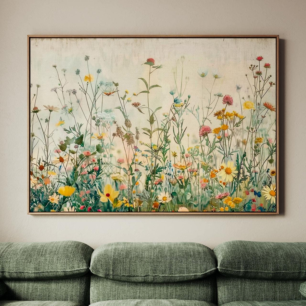 Watercolor Wildflower Botanical Prints Framed Canvas Wall Art Set, Modern Boho Minimalist Decor For Bedroom Walls art43