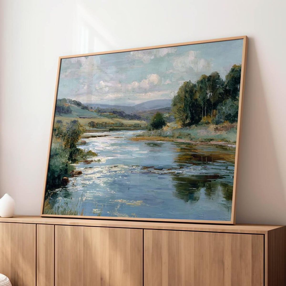 Large Framed Vintage Landscape Wall Art, Oil Painting Print On Canvas, Nature Decor For Living Room Art171