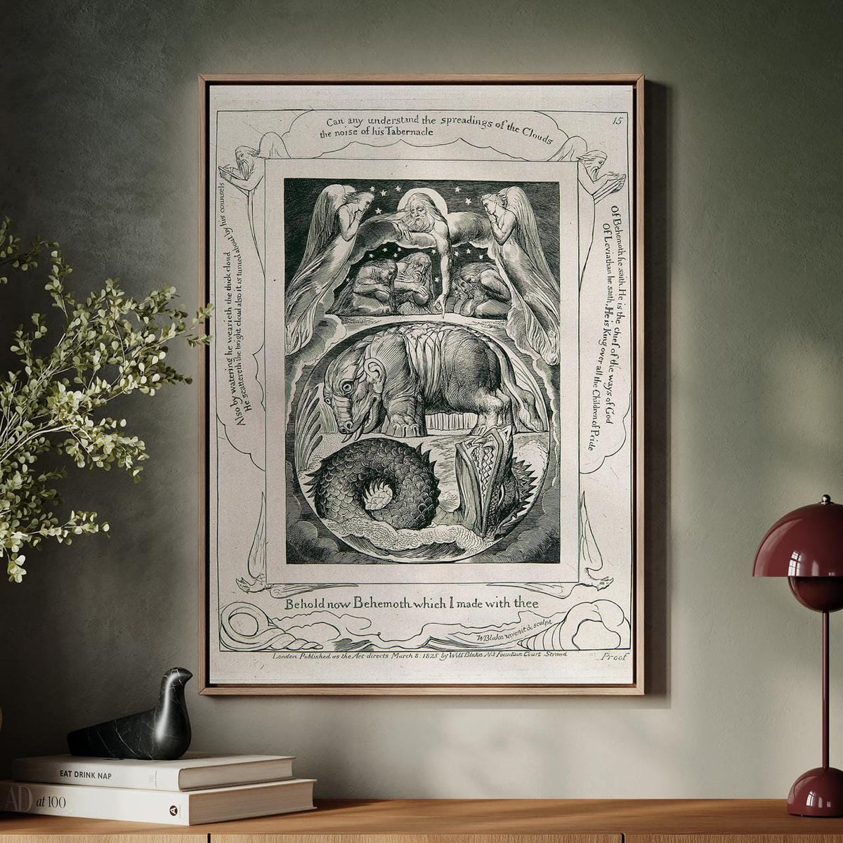 William Blake, Behemoth and Leviathan - Mythological Print, Biblical Wall Art, Romantic Era Decor, Living Room Art, Canv