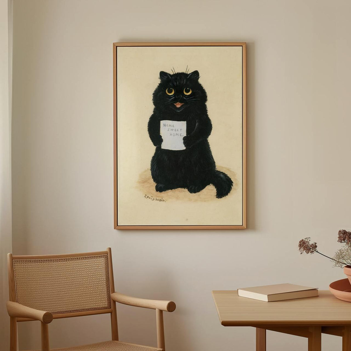 Louis Wain, Cats Home Sweet - Whimsical Cat Art, Folk Wall Decor, Vintage Print, Living Room Artwork, Canvas Wall Art
