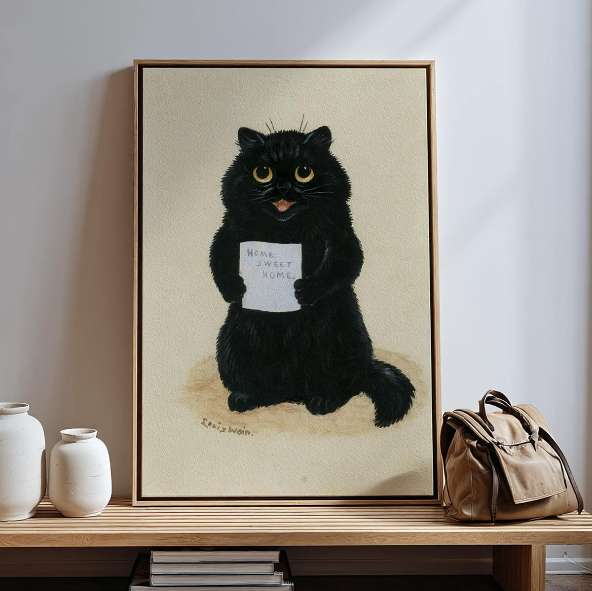 Louis Wain, Cats Home Sweet - Whimsical Cat Art, Folk Wall Decor, Vintage Print, Living Room Artwork, Canvas Wall Art