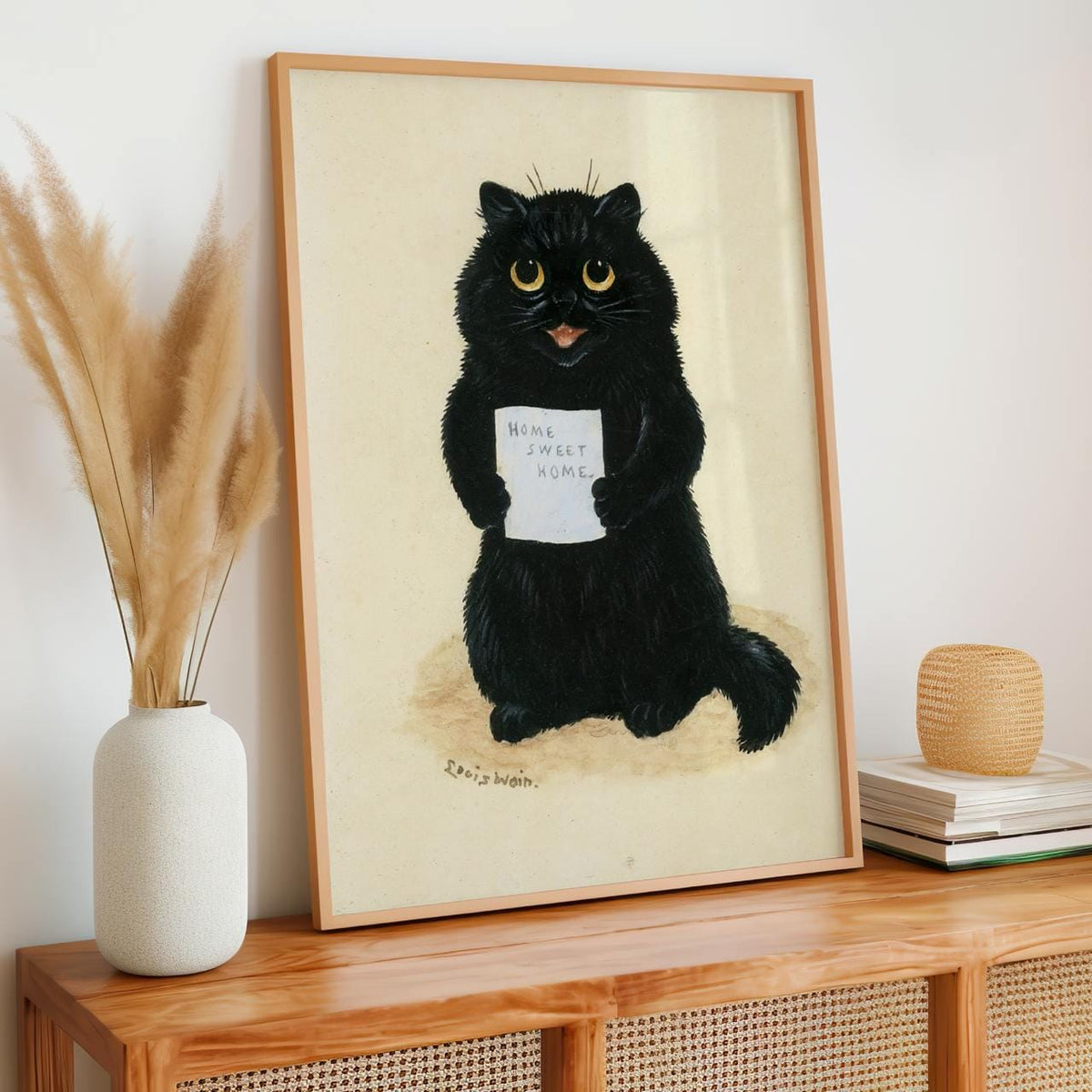Louis Wain, Cats Home Sweet - Whimsical Cat Art, Folk Wall Decor, Vintage Print, Living Room Artwork, Canvas Wall Art