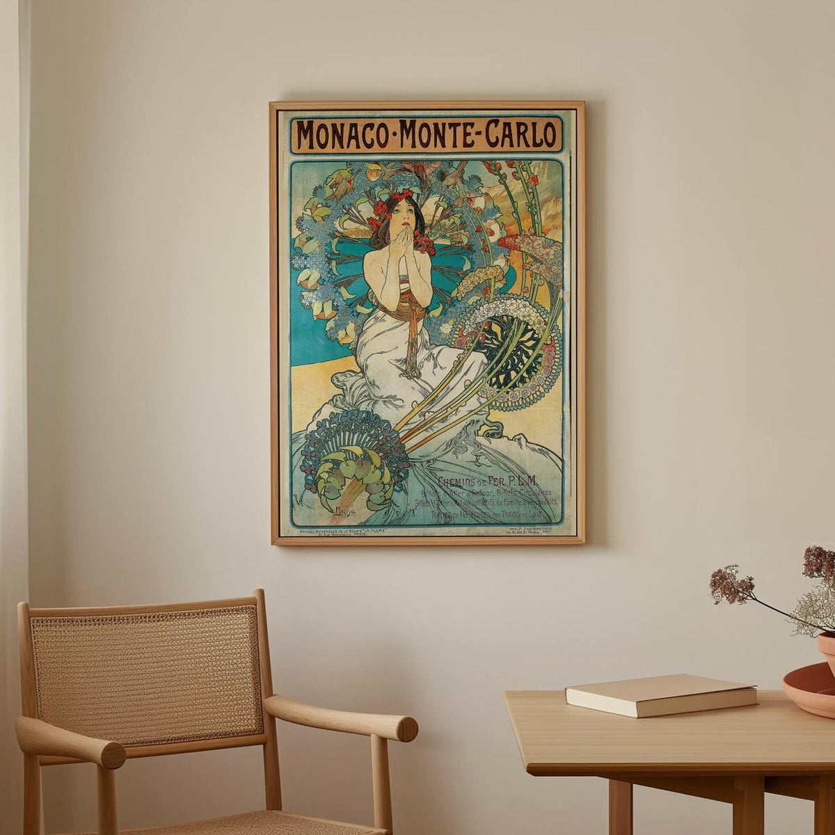 Alphonse Mucha, Monaco Monte Carlo 1897 - Art Nouveau Poster, Floral Wall Art, Vintage Decor for Living Room, Canvas Wal