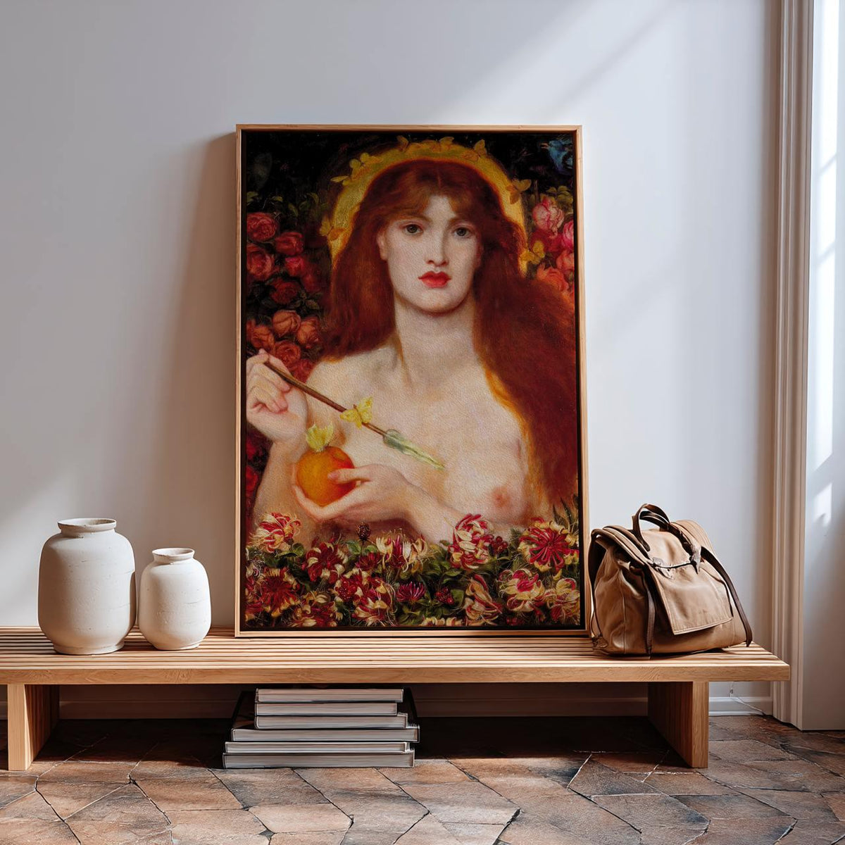 Dante Gabriel Rossetti, Venus Verticordia 1868 - Floral Portrait Print, Vintage Wall Art, Pre-Raphaelite Decor for Bedro