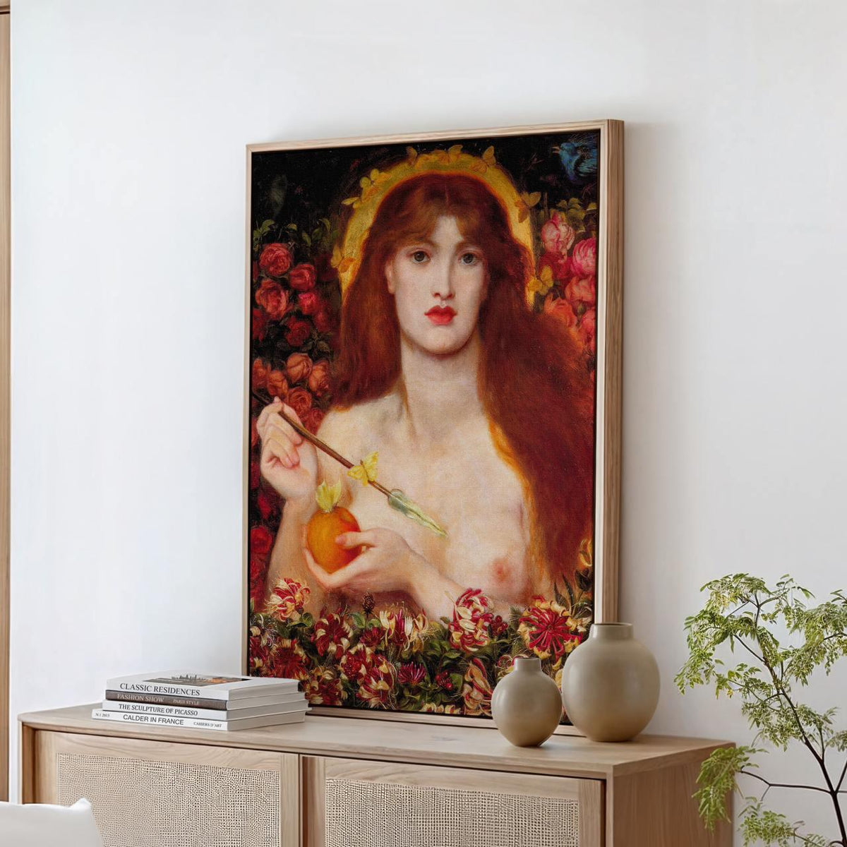 Dante Gabriel Rossetti, Venus Verticordia 1868 - Floral Portrait Print, Vintage Wall Art, Pre-Raphaelite Decor for Bedro