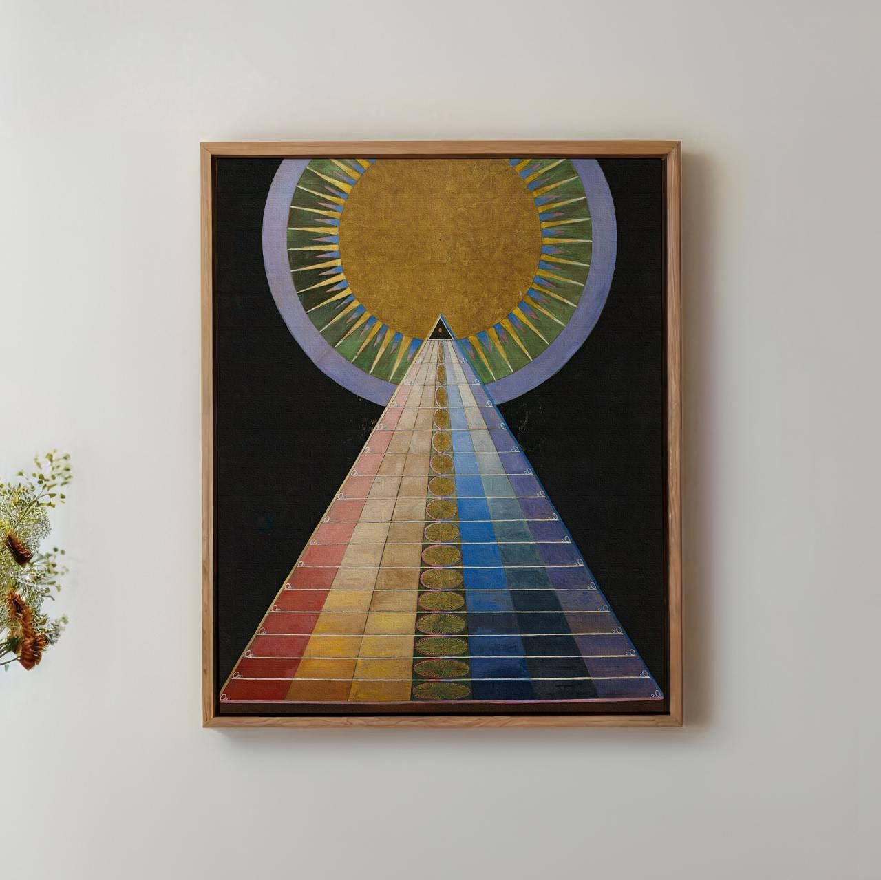 Hilma af Klint, Altarpiece No.1 - Abstract Spiritual Print, Geometric Sacred Art, Modern Gold Decor, Large Framed Canvas