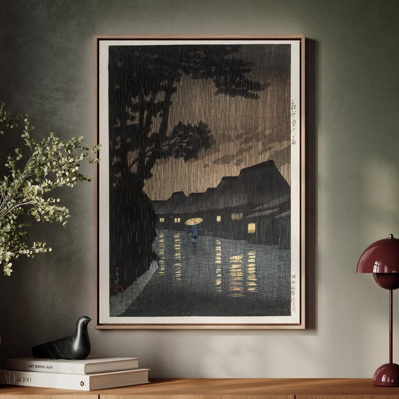 Kawase Hasui - Rain At Maekawa Soshu - Landscape Poster, Vintage Style Decor, Japandi Print, Canvas Wall Art for Living 