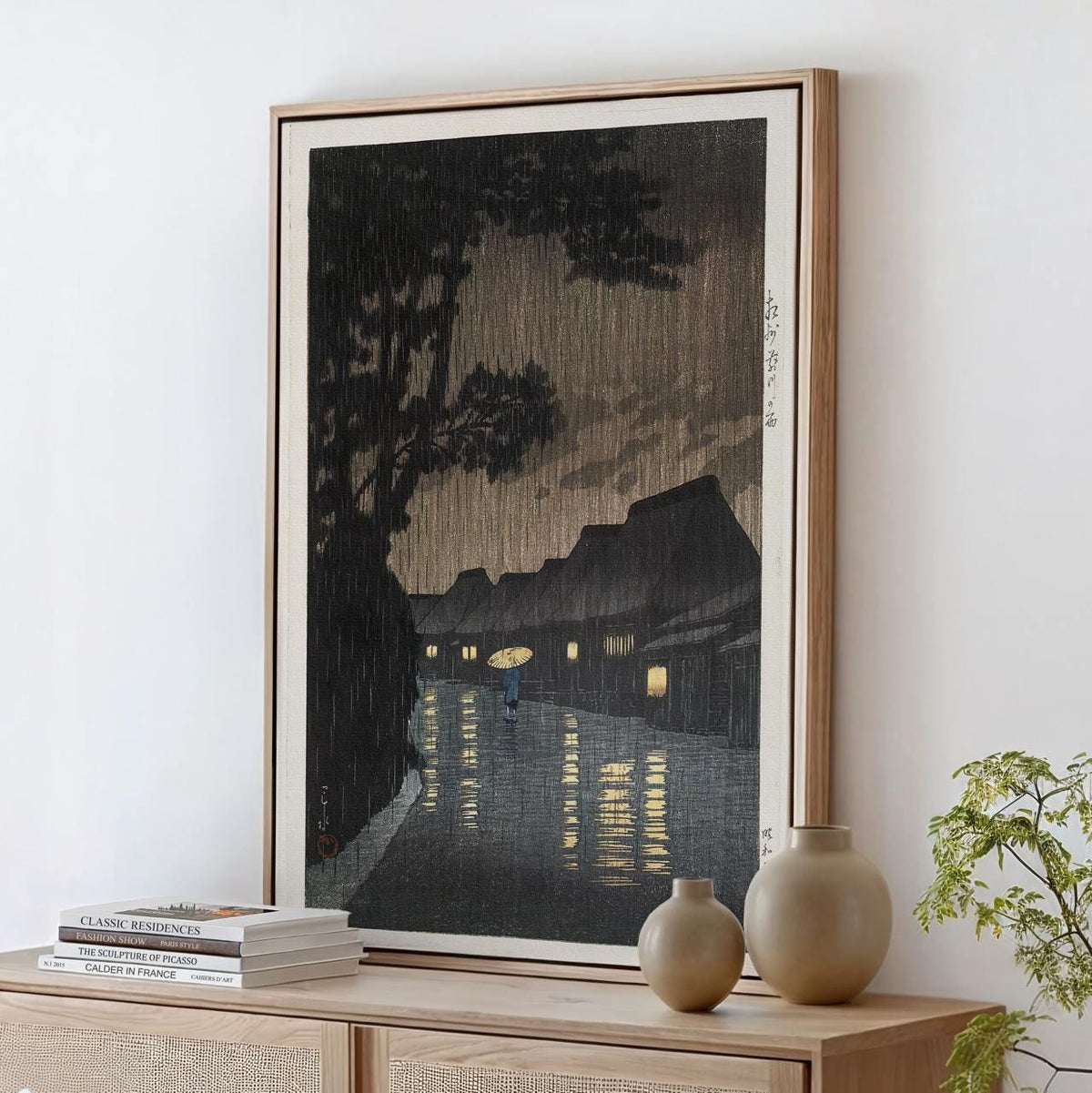 Kawase Hasui - Rain At Maekawa Soshu - Landscape Poster, Vintage Style Decor, Japandi Print, Canvas Wall Art for Living 