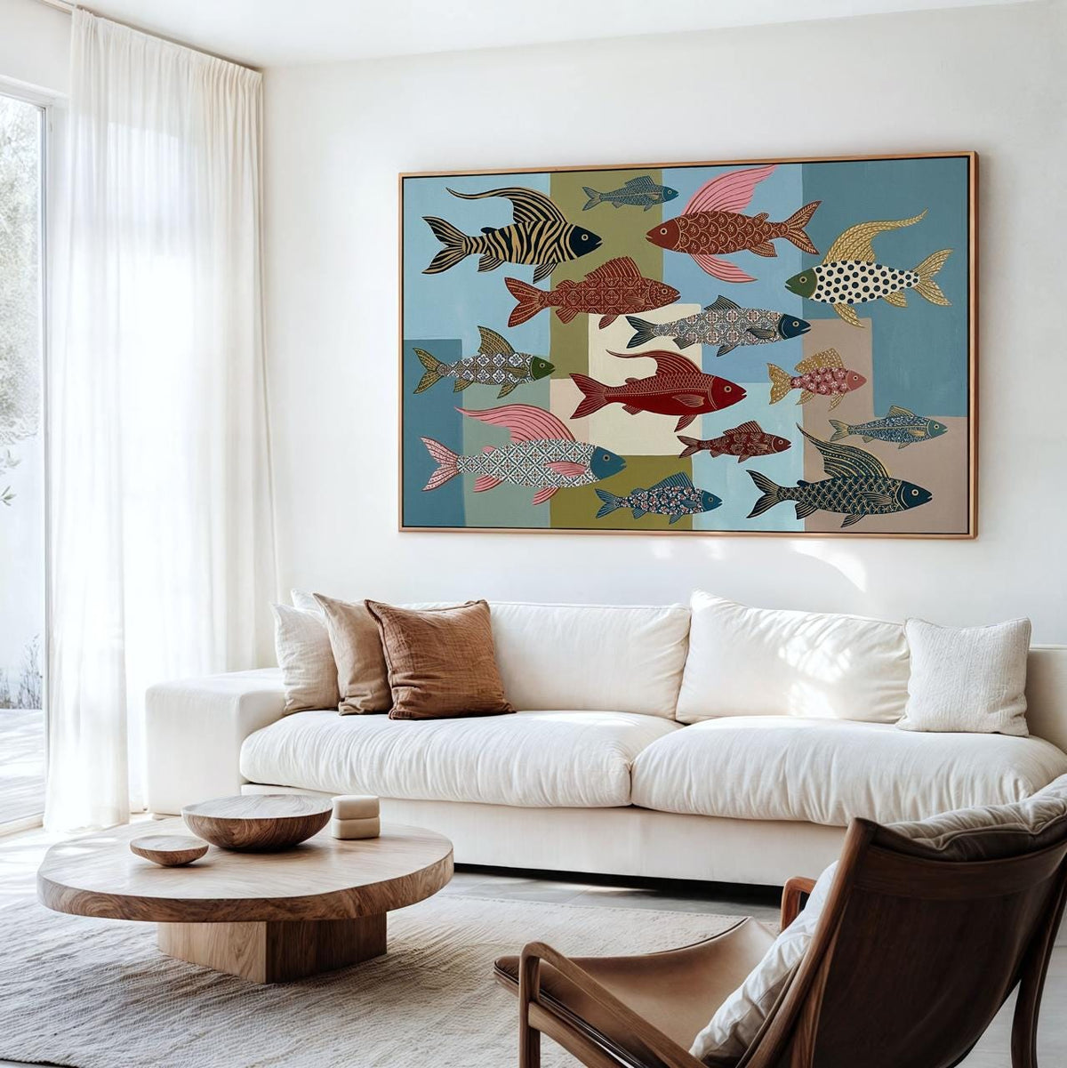 Whimsical Fish Art Print, Colorful Folk Illustration, Modern Playful Decor, Nature Inspired Wall Art For Gallery Wall