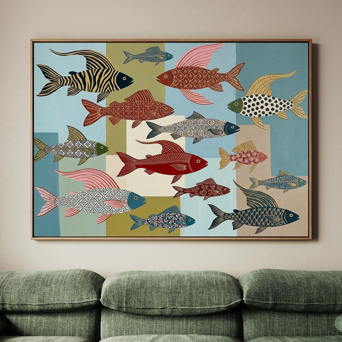 Whimsical Fish Art Print, Colorful Folk Illustration, Modern Playful Decor, Nature Inspired Wall Art For Gallery Wall