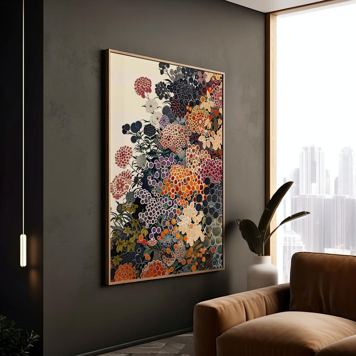 Yayoi Kusama Inspired Wildflower Poster, Abstract Botanical Floral Print, Unframed Japandi Wall Decor For Modern Living 
